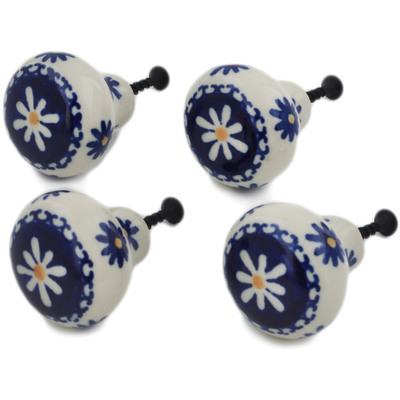 Polish Pottery Set of 4 Drawer Pull Knobs 1-1/2 inch Sweet Daisy
