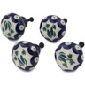 Polish Pottery Set of 4 Drawer Pull Knobs 1-1/2 inch Weeping Tulips