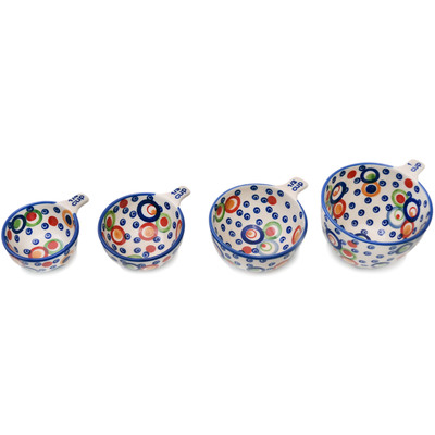 Polish Pottery Set of 4 Measuring Cups Bubble Machine UNIKAT