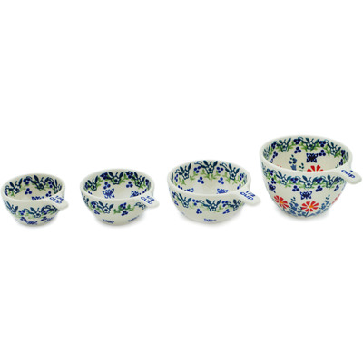 Polish Pottery Set of 4 Measuring Cups Last Summer Flowers