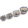 Polish Pottery Set of 4 Measuring Cups Wave Of Flowers