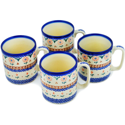 Polish Pottery Set of 4 Mugs Amarillo