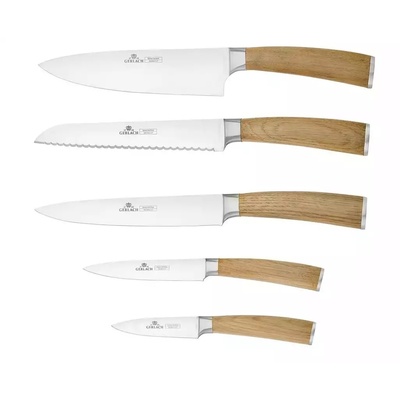 Stainless Steel Set of 5 Knives 13&quot; Wood