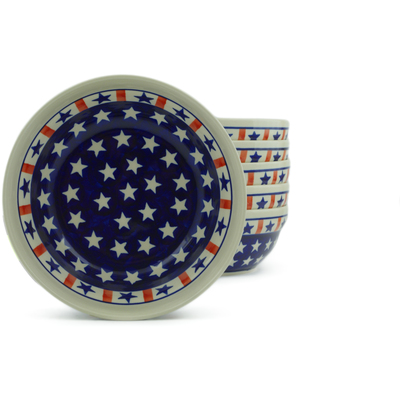 Polish Pottery Set of 6 Bowls 7&quot; Americana