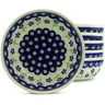 Polish Pottery Set of 6 Bowls 7&quot; Bright Peacock Daisy