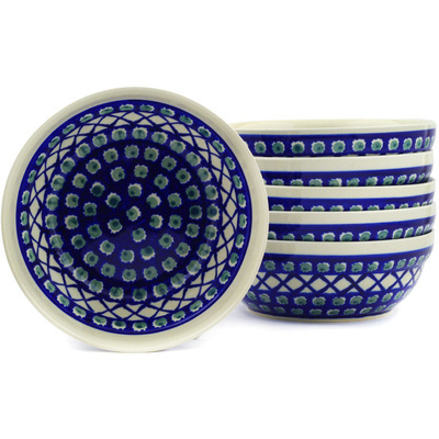 Polish Pottery Set of 6 Bowls 7&quot; Illusion