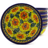 Polish Pottery Set of 6 Bowls 7&quot; Lemon Poppies UNIKAT
