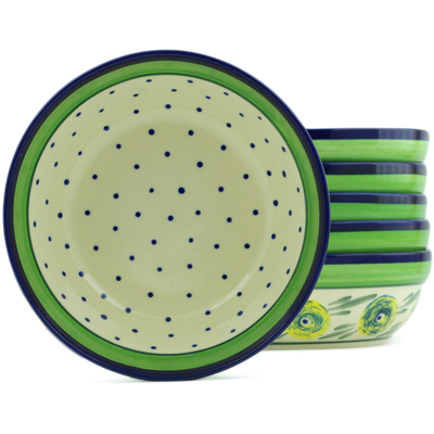 Polish Pottery Set of 6 Bowls 7&quot; Limon Swirl