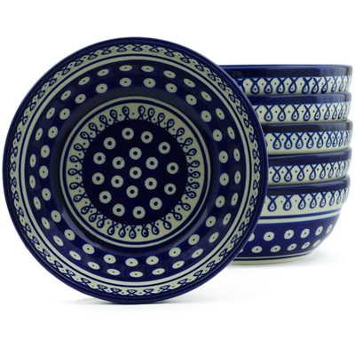 Polish Pottery Set of 6 Bowls 7&quot; Merry Go Round