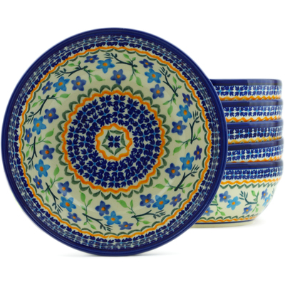 Polish Pottery Set of 6 Bowls 7&quot; Superb Ideal