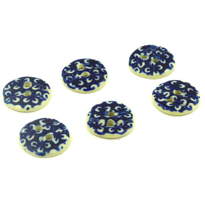 Polish Pottery Set of 6 Buttons 1&quot;