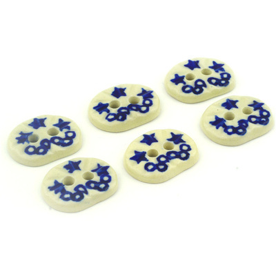 Polish Pottery Set of 6 Buttons 1&quot;