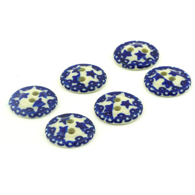 Polish Pottery Set of 6 Buttons 1&quot;