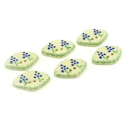 Polish Pottery Set of 6 Buttons 1&quot; Hopper