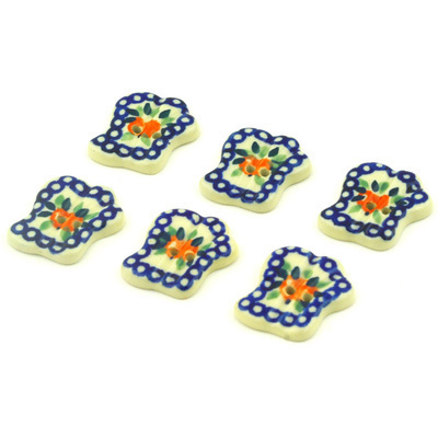 Polish Pottery Set of 6 Buttons 1&quot; Juicy Apple