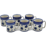 Polish Pottery Set of 6 Mugs Bleu-belle Fleur