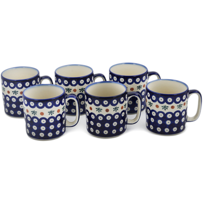 Polish Pottery Set of 6 Mugs Mosquito