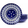 Polish Pottery Set of 6 Pasta Bowls 9&quot; Flowering Peacock