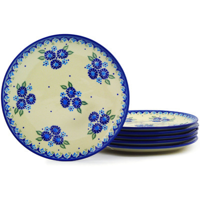 Polish Pottery Set of 6 Plates 10&quot; Aster Patches