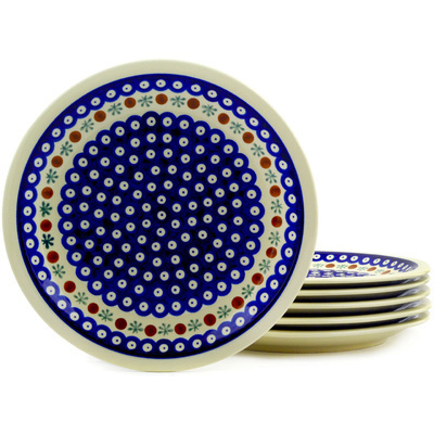 Polish Pottery Set of 6 Plates 11&quot; Mosquito