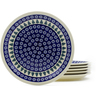 Polish Pottery Set of 6 Plates 11&quot; Snowflakes And Pines