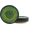 Polish Pottery Set of 6 Plates 7&quot; Emerald Forest