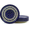 Polish Pottery Set of 6 Plates 7&quot; Flowering Peacock
