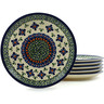 Polish Pottery Set of 6 Plates 7&quot; Gingham Flowers