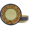 Polish Pottery Set of 6 Plates 7&quot; Russett Floral