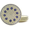 Polish Pottery Set of 6 Plates 7&quot; Snowflake Polka Dot