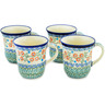 Polish Pottery Set of Four 10oz Mugs  Tulip Vines