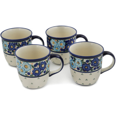 Polish Pottery Set of Four 12oz Mugs Aura