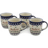 Polish Pottery Set of Four 12oz Mugs Babcia-grandma