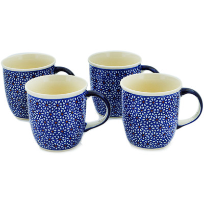 Polish Pottery Set of Four 12oz Mugs Daisy Dreams