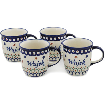 Polish Pottery Set of Four 12oz Mugs Wujek-uncle