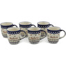 Polish Pottery Set of Six 12oz Mugs Babcia-grandma