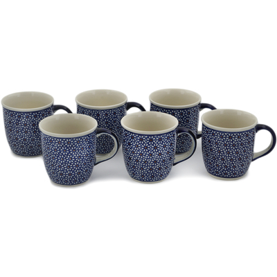 Polish Pottery Set of Six 12oz Mugs Daisy Dreams