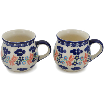 Polish Pottery Set of Two 12oz Buggle Mugs  Tulip Berries