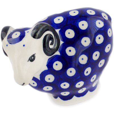 Polish Pottery Sheep Figurine 0&quot; Blue Eyes