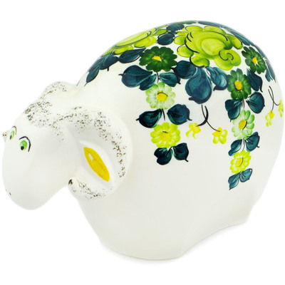 faience Sheep Figurine 11&quot; Green Wave