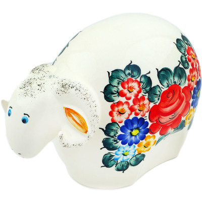 Faience Sheep Figurine 11&quot; Little Flower Patch