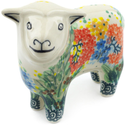 Polish Pottery Sheep Figurine 6&quot; Garden Delight UNIKAT