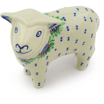 Polish Pottery Sheep Figurine 6&quot;