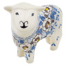 Polish Pottery Sheep Figurine 6&quot; Pansy Parade UNIKAT