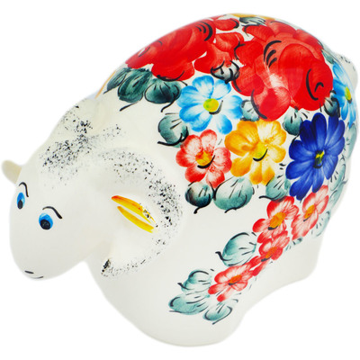 Faience Sheep Figurine 7&quot; Little Flower Patch