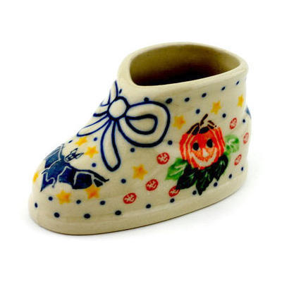 Polish Pottery Shoe Figurine 4&quot; Happy Halloween