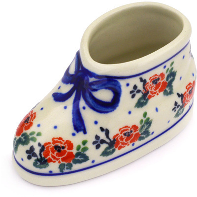 Polish Pottery Shoe Figurine 4&quot; Wild Rose