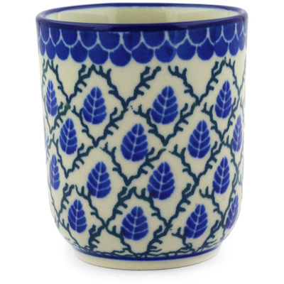 Polish Pottery shot glass 5 oz Aspen Leaf Trellis