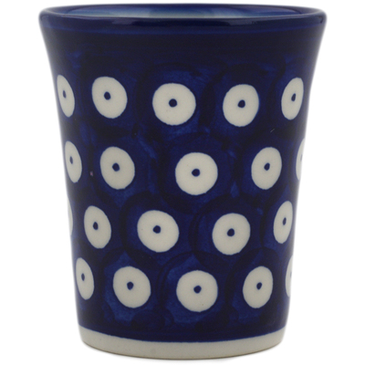 Polish Pottery shot glass 5 oz Blue Eyed Peacock