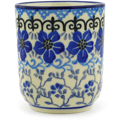 Polish Pottery shot glass 5 oz Blue Violets